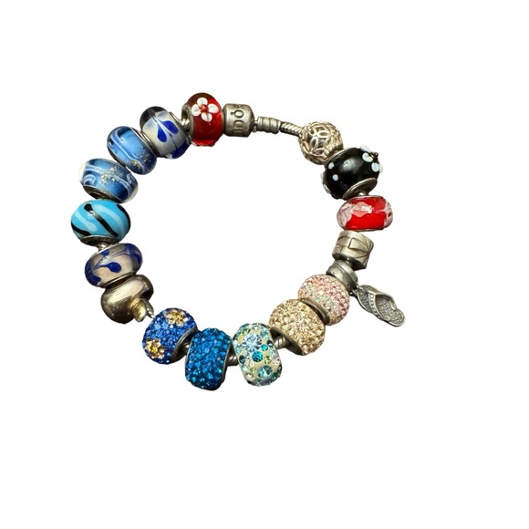 Pandora 925 ALE Sterling Silver Barrel Clasp Snake Chain  Charm Bracelet - Picture 2 of 13